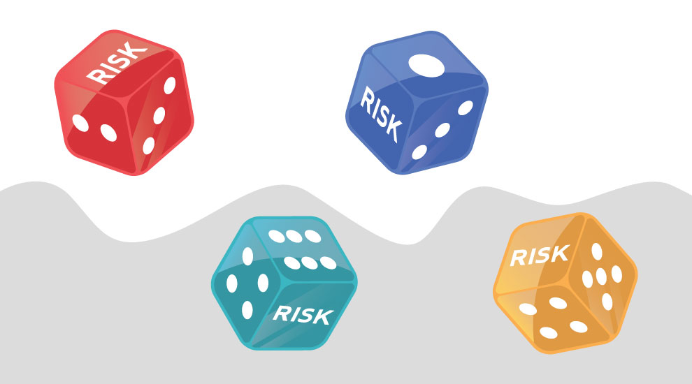 Dice with risk and risk management: A set of dice representing the concept of risk and risk management