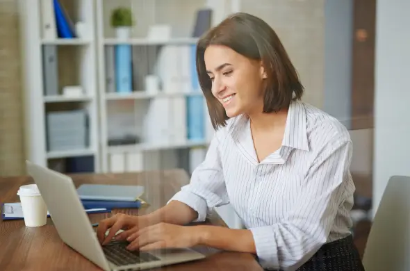 woman using laptop