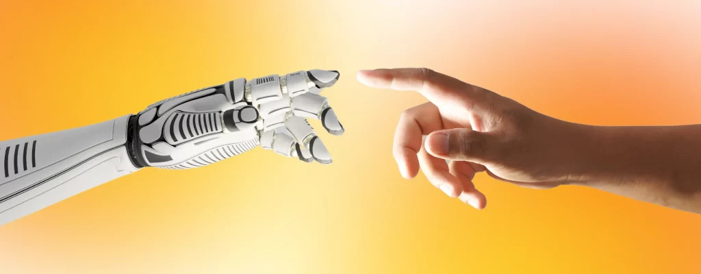 robot and human hands