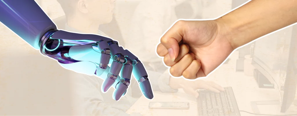 robot and human hands