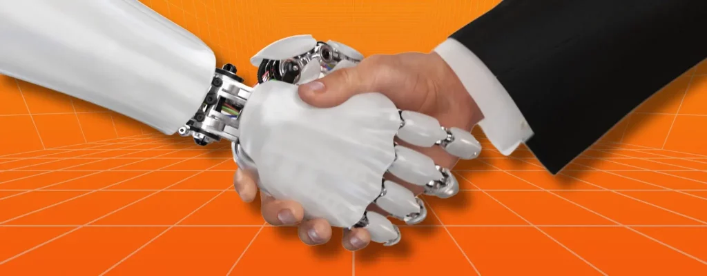 robot and human hand