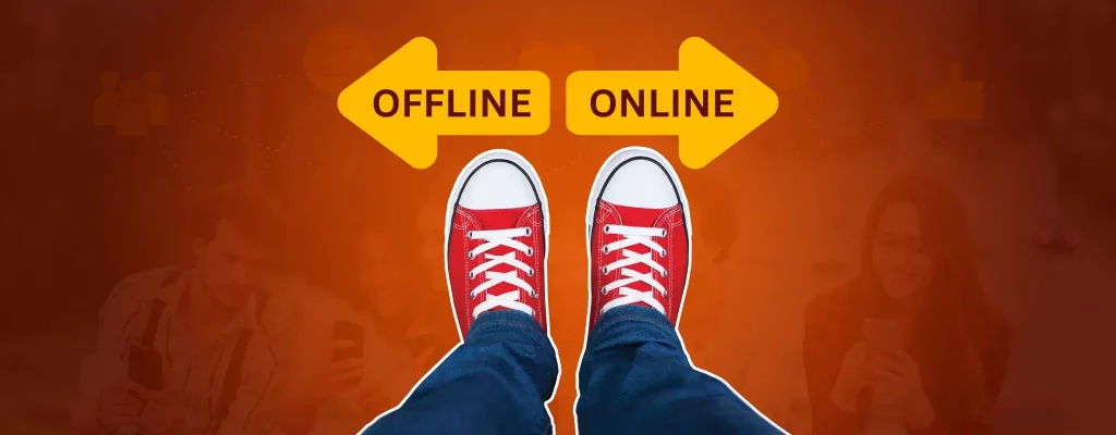 An offline and online options signifying the balance of social media usage